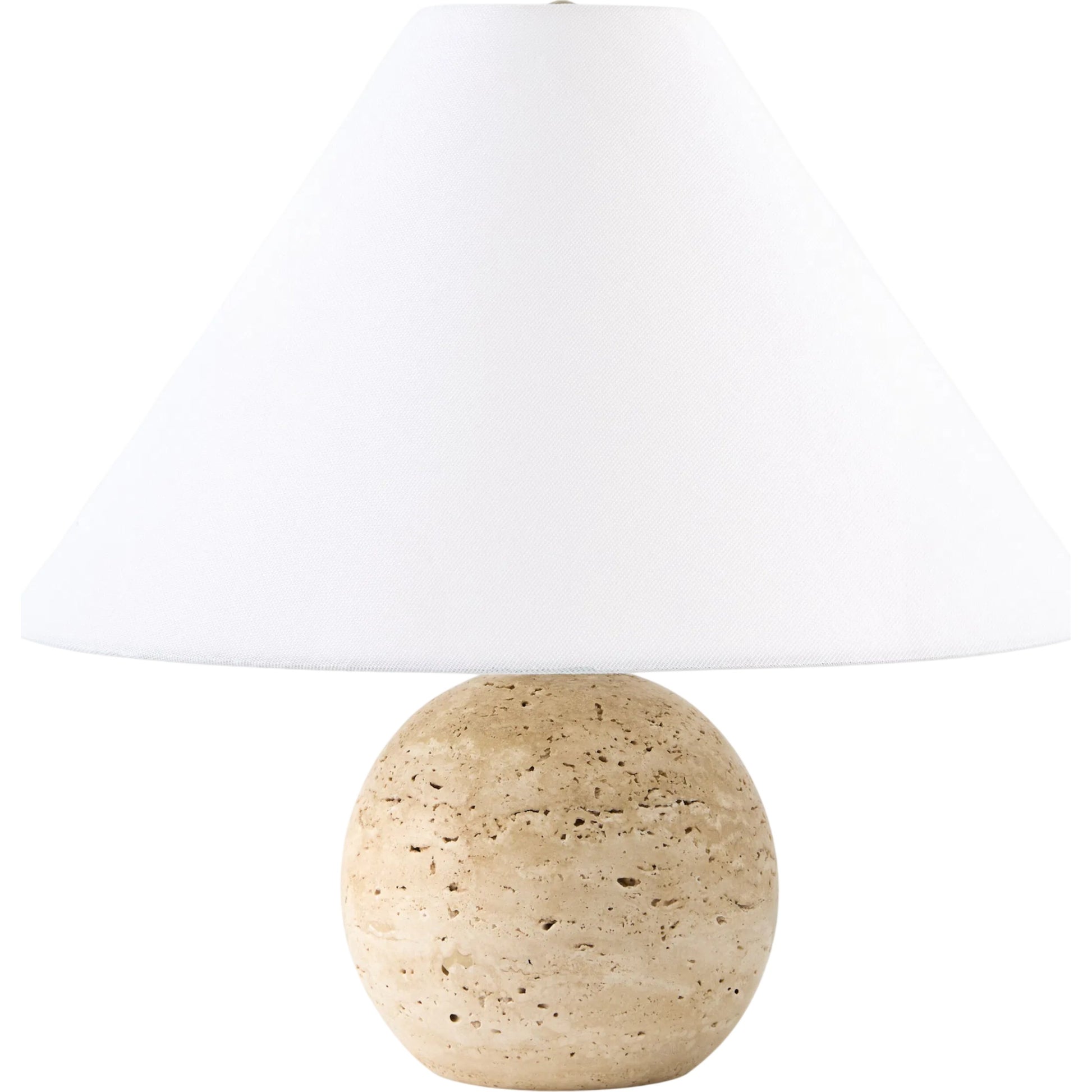 Bajo Natural Travertine Accent Table Lamp by Livabliss in brown and painted. Made from travertine, linen, polyester in a unique style.