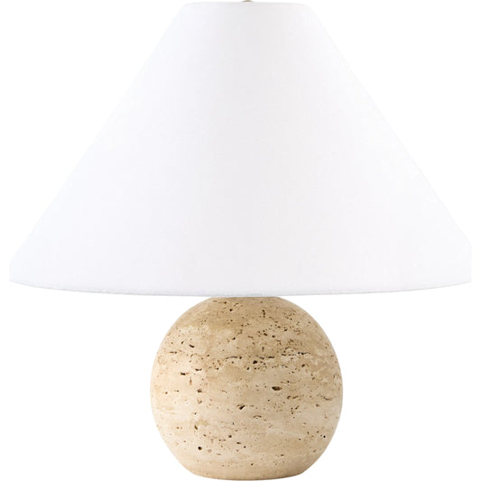 001 SI-2529876 | Primary Silo | Bajo Natural Travertine Accent Table Lamp by Livabliss in brown and painted. Made from travertine, linen, polyester in a unique style.