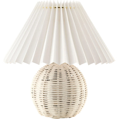 Bajo Accent Table Lamp by Livabliss in natural. Made from rattan, linen, plastic in a unique style.