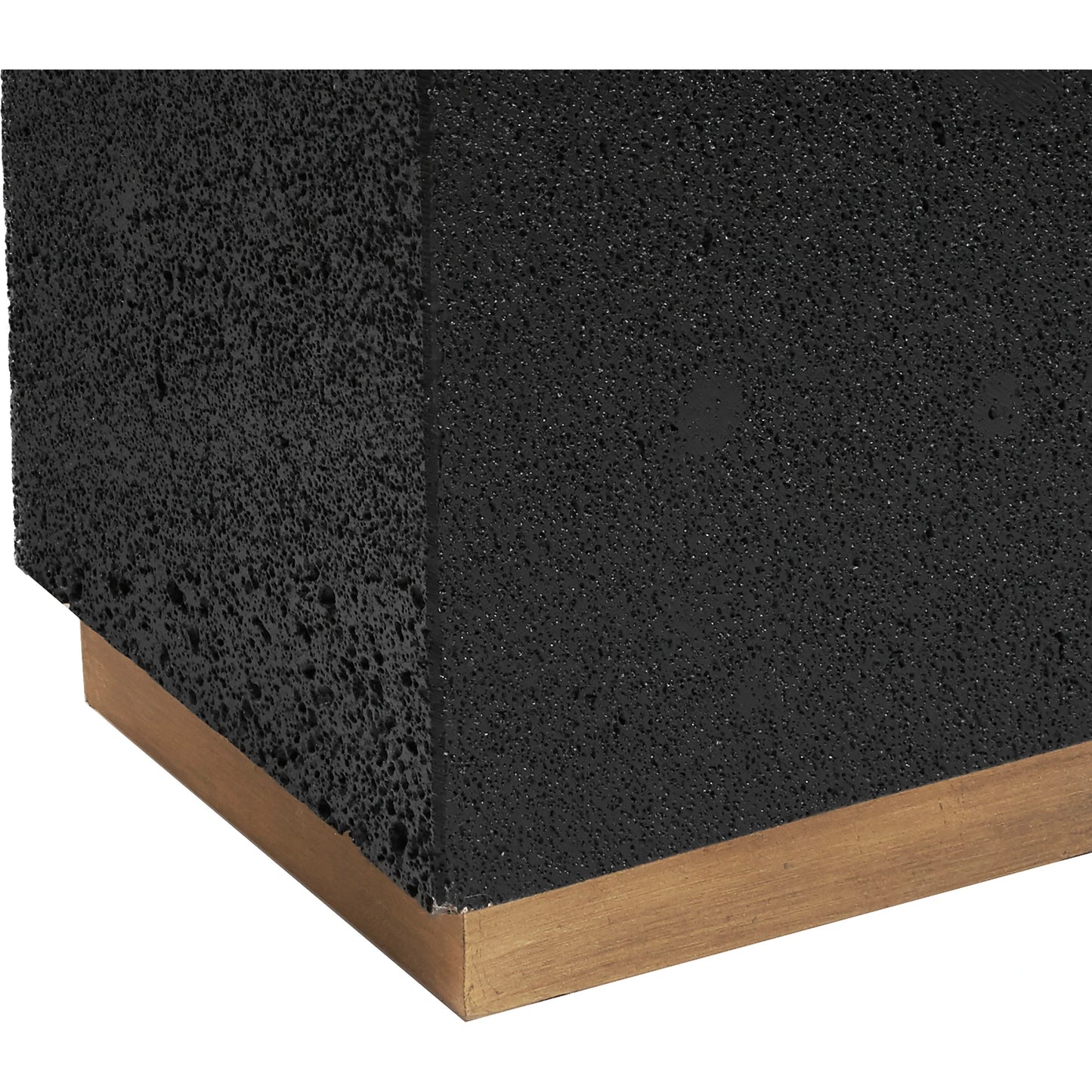 004 SI-2155646 | Closeup | Small Lava Stone Pedestal by Pulaski Furniture in black lava stone. Made from lava stone, metal in a modern style.
