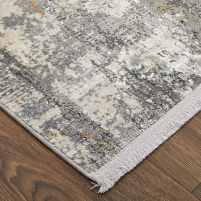 Cadiz Rug - 3887F by Feizy in ivory, gray, gold. Made from viscose, acrylic in a unique style.