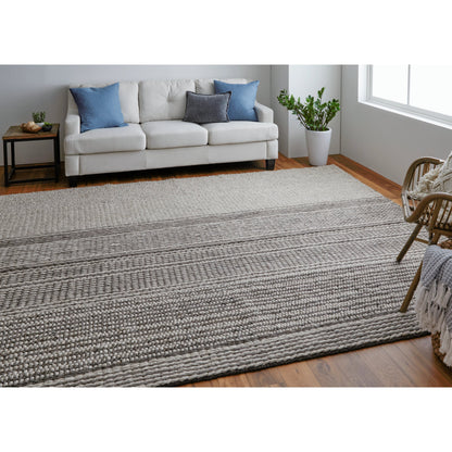 Hamden Stripes Rug - T19T8008 by Thom Felicia by Feizy Rugs in ivory, brown. Made from wool in a unique style.