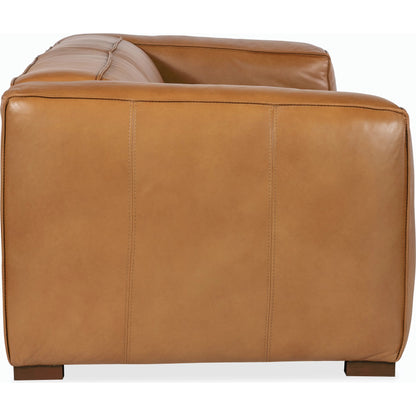 Maria Sofa 2-Seat by Hooker Furniture in brown. Made from leather in a modern style.