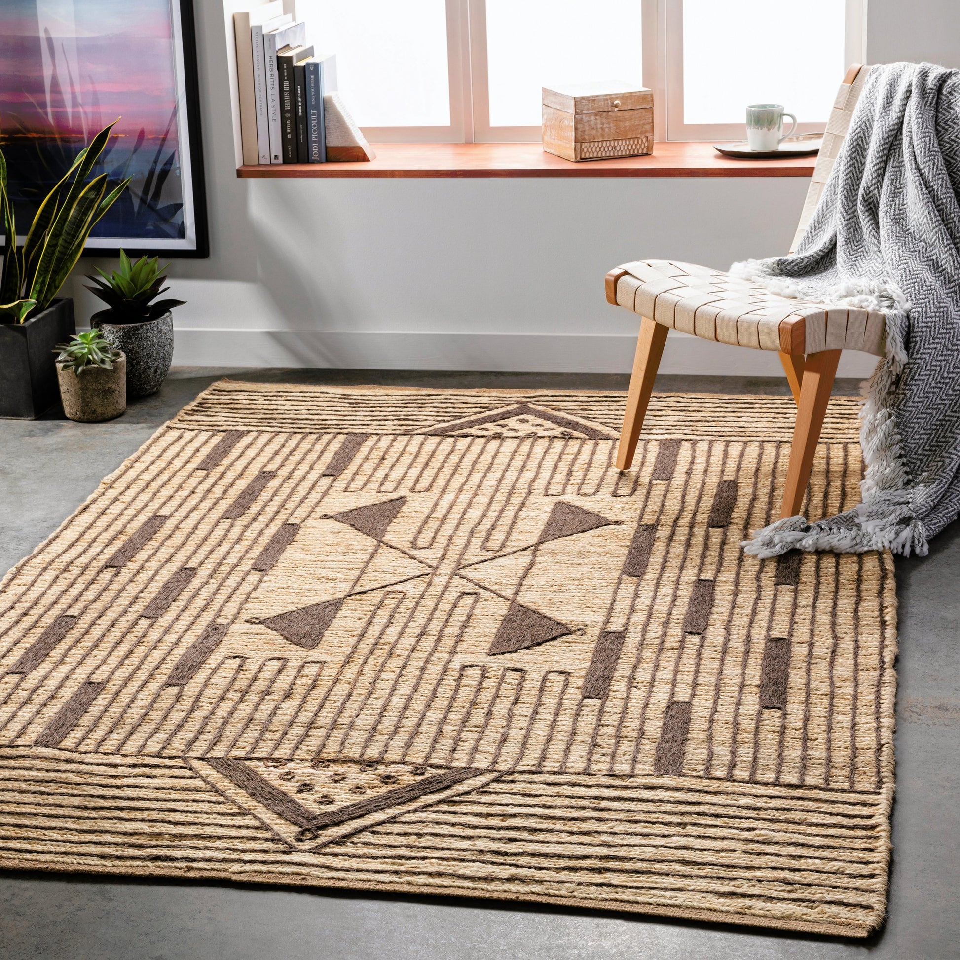 Brookwood BKD-2300 Rug by Surya in wheat, charcoal. Made from 85% jute, 15% wool in a unique style.