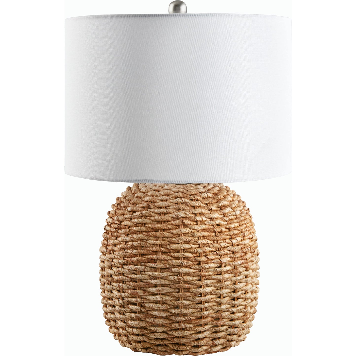 001 SI-2099857 | Primary Silo | Beke Table Lamp - 524599 by Surya in white, metallic nickel, translucent, wheat and naturalplatedplated. Made from rattan, metal, cotton in a cottage & farmhouse style.