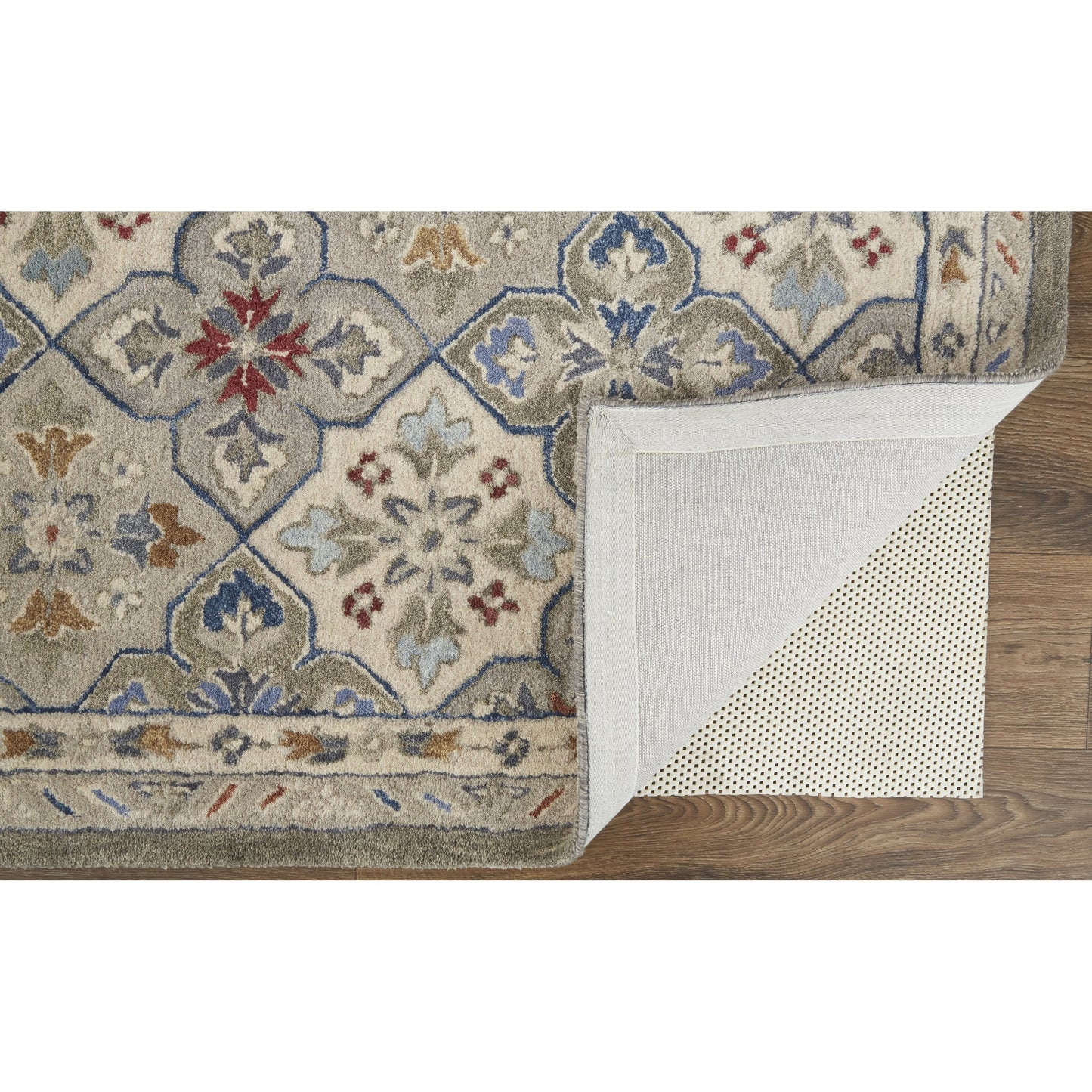002 SI-1830599,SI-1830600,SI-1830601,SI-1830602,SI-1830603,SI-1830604 | Closeup | Rylan Transitional & Botanical Rug - 8638F by Feizy in taupe, ivory, red. Made from wool in a unique style.