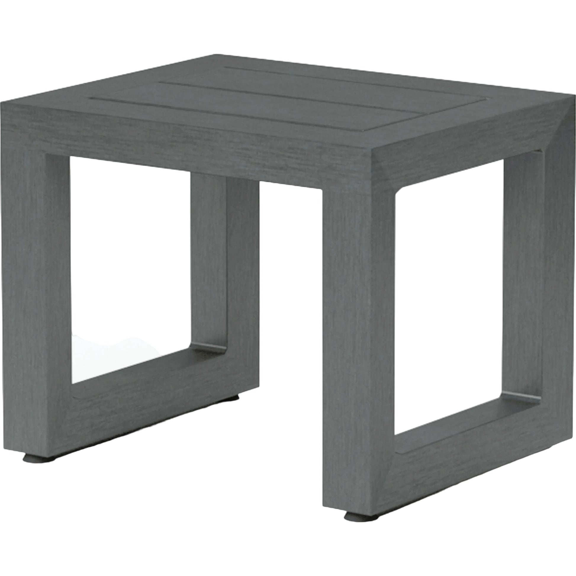 Redondo Outdoor End Table by Sunset West in slate. Made from aluminum in a modern style.