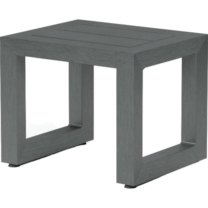 Redondo Outdoor End Table by Sunset West in slate. Made from aluminum in a modern style.