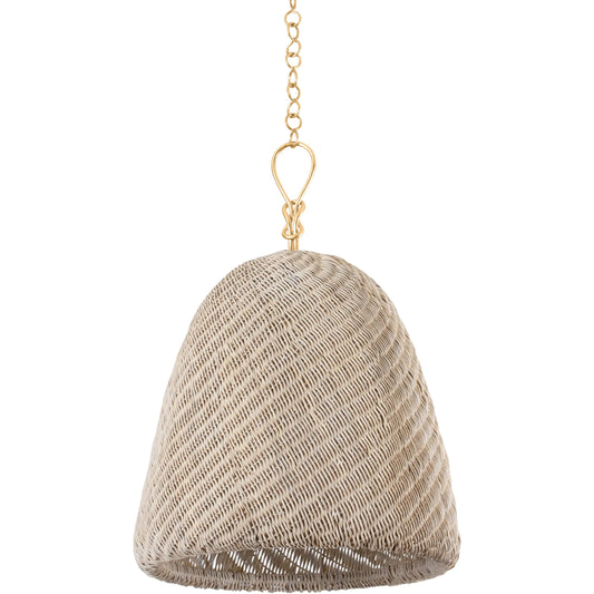 Reina Pendant by Hudson Valley in gold leaf. Made from natural woven in a unique style.