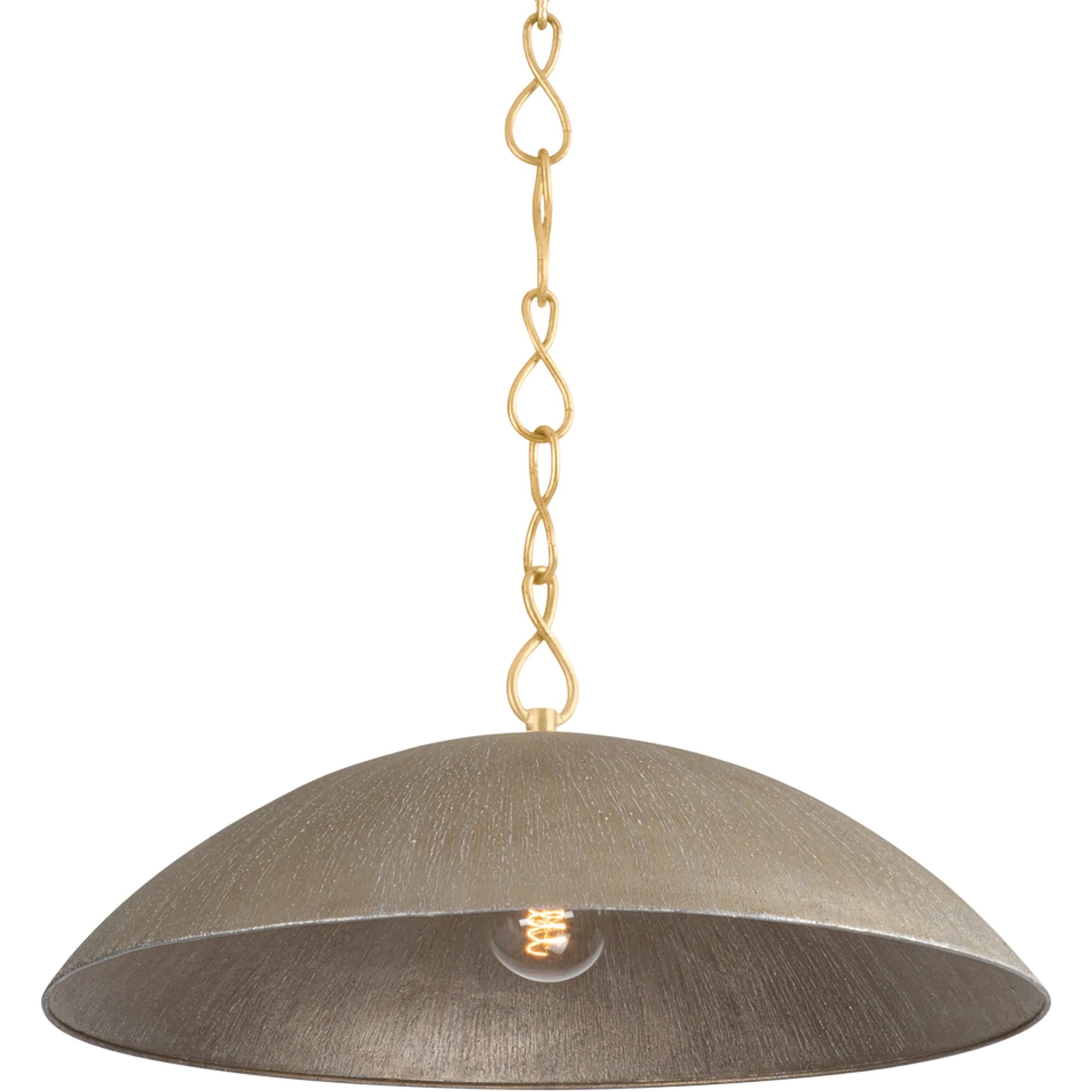 Eve Pendant by Hudson Valley in vintage gold leaf, textured warm silver leaf. Made from iron, aluminum in a transitional style.