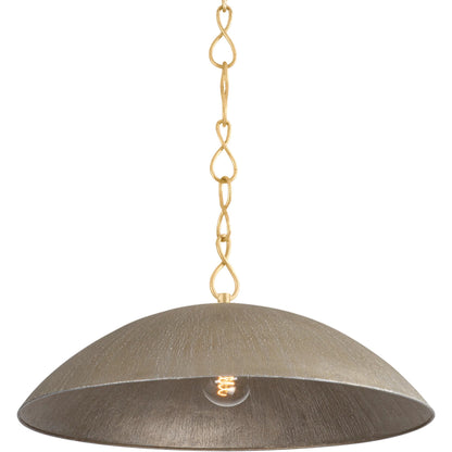 Eve Pendant by Hudson Valley in vintage gold leaf, textured warm silver leaf. Made from iron, aluminum in a transitional style.