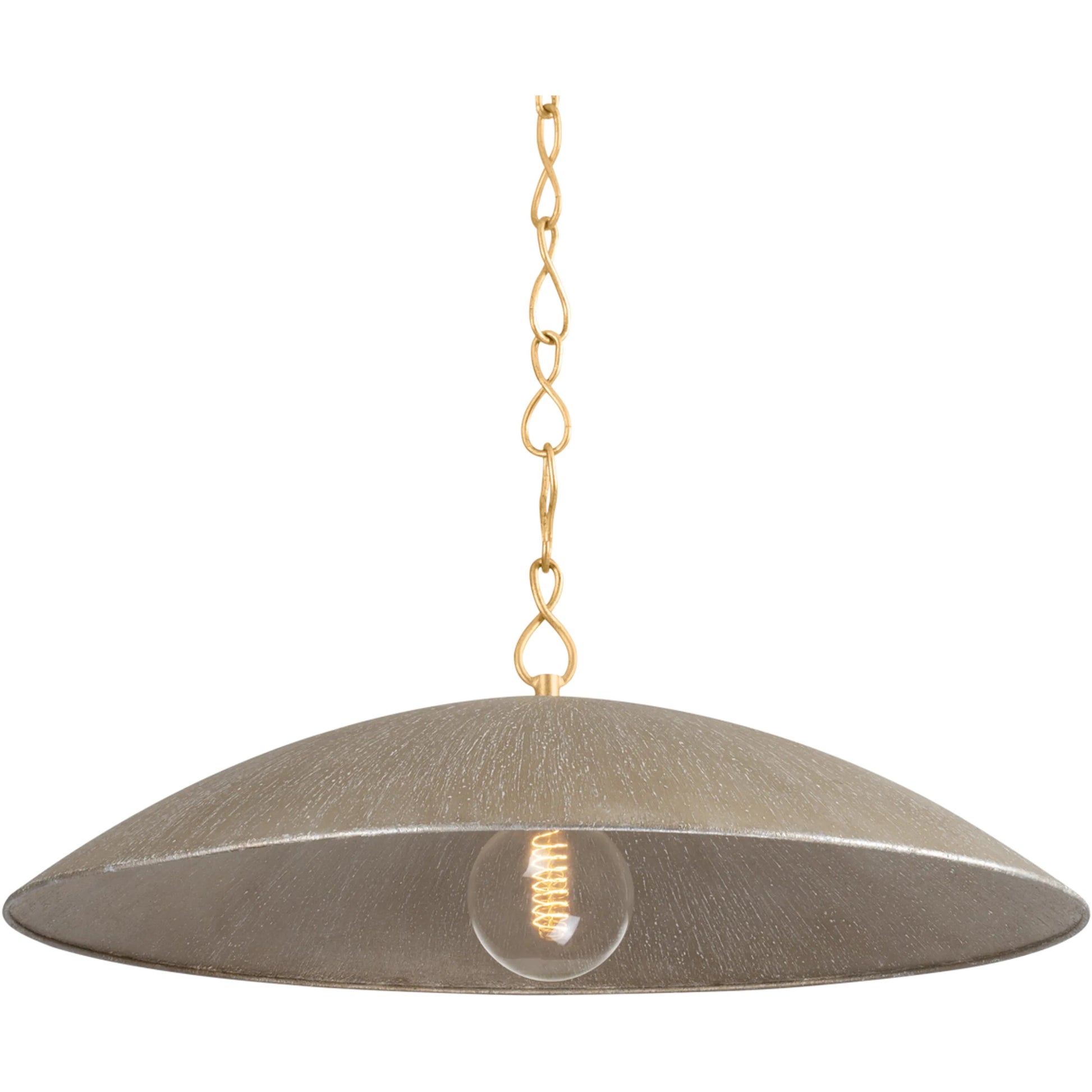 Eve Pendant by Hudson Valley in vintage gold leaf, textured warm silver leaf. Made from iron, aluminum in a transitional style.