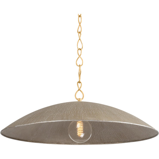 Eve Pendant by Hudson Valley in vintage gold leaf, textured warm silver leaf. Made from iron, aluminum in a unique style.