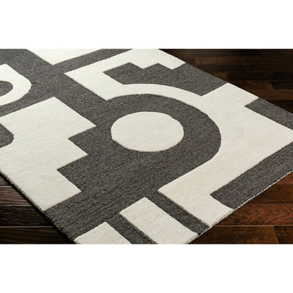 Brook Rug - 31413 by Livabliss in white, charcoal. Made from main: 100% wool in a unique style.