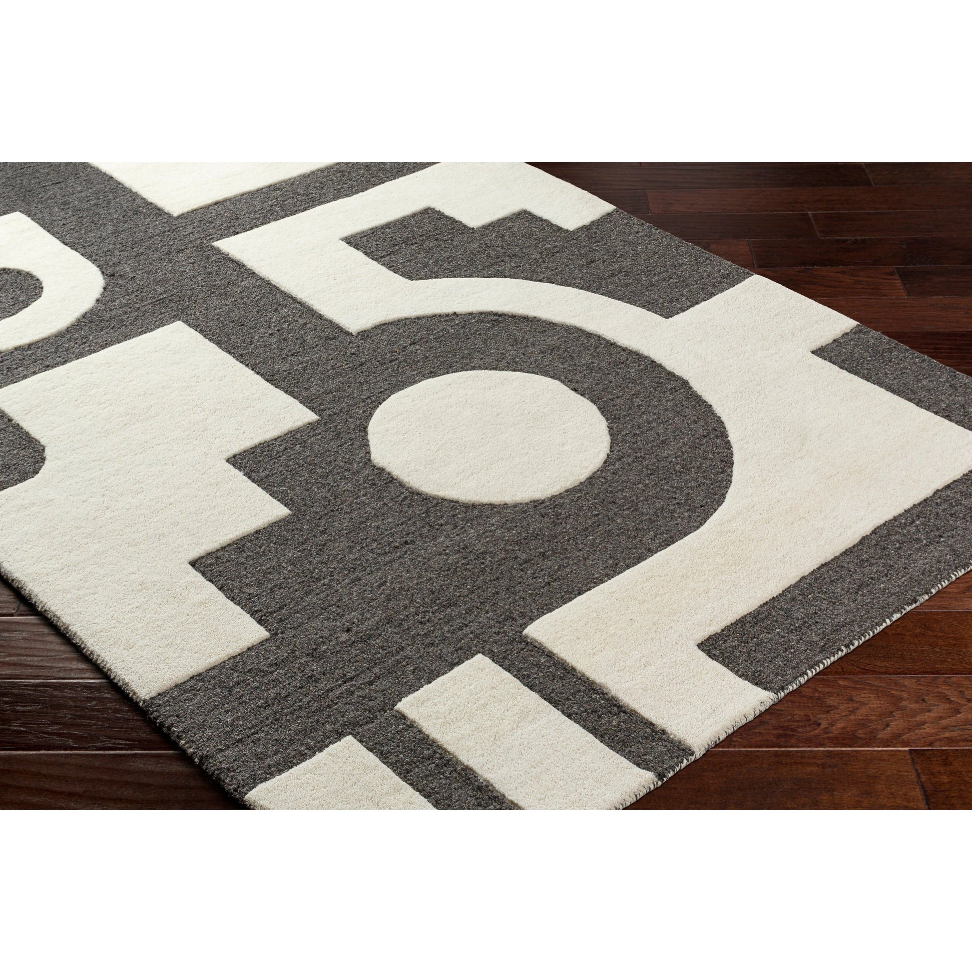 Brook Rug - 31413 by Livabliss in white, charcoal. Made from main: 100% wool in a unique style.