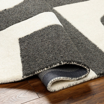 Brook Rug - 31413 by Livabliss in white, charcoal. Made from main: 100% wool in a unique style.