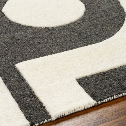 Brook Rug - 31413 by Livabliss in white, charcoal. Made from main: 100% wool in a unique style.