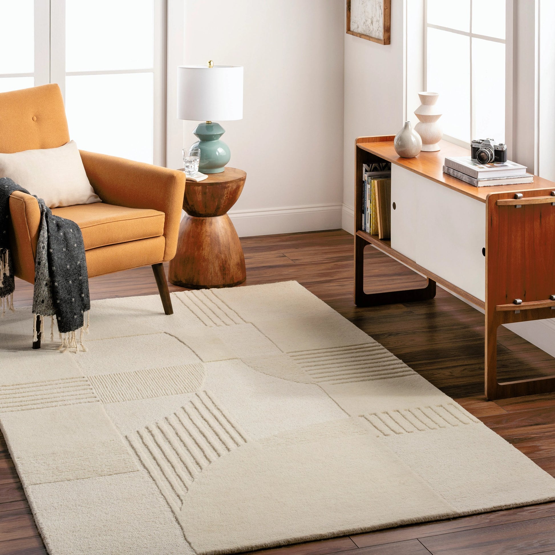 Brook Rug - 31415 by Livabliss in cream. Made from main: 100% wool in a unique style.