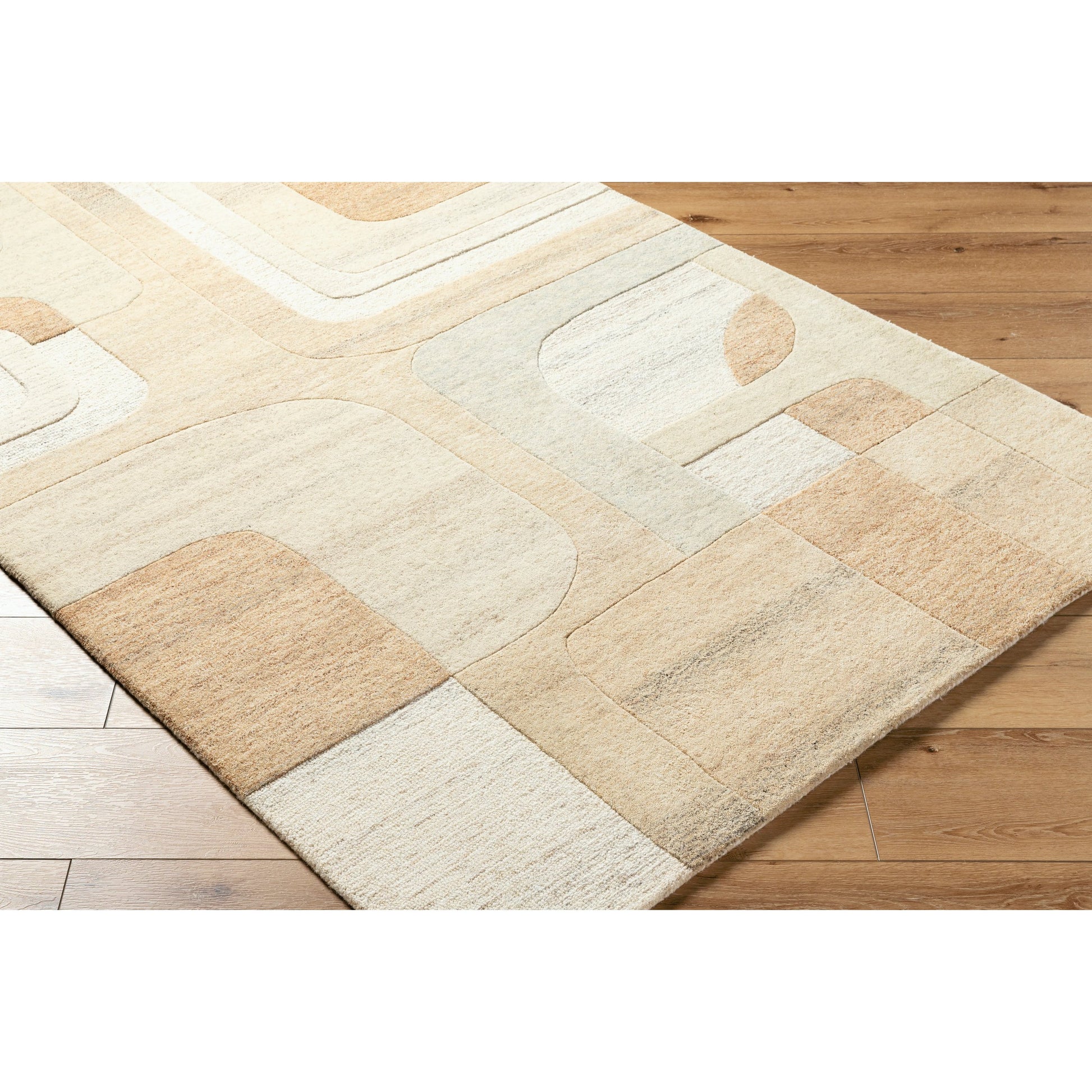 Brook Rug - 489157 by Livabliss in beige, sandstone, cream, light taupe, soft gray, pale blue. Made from wool in a unique style.