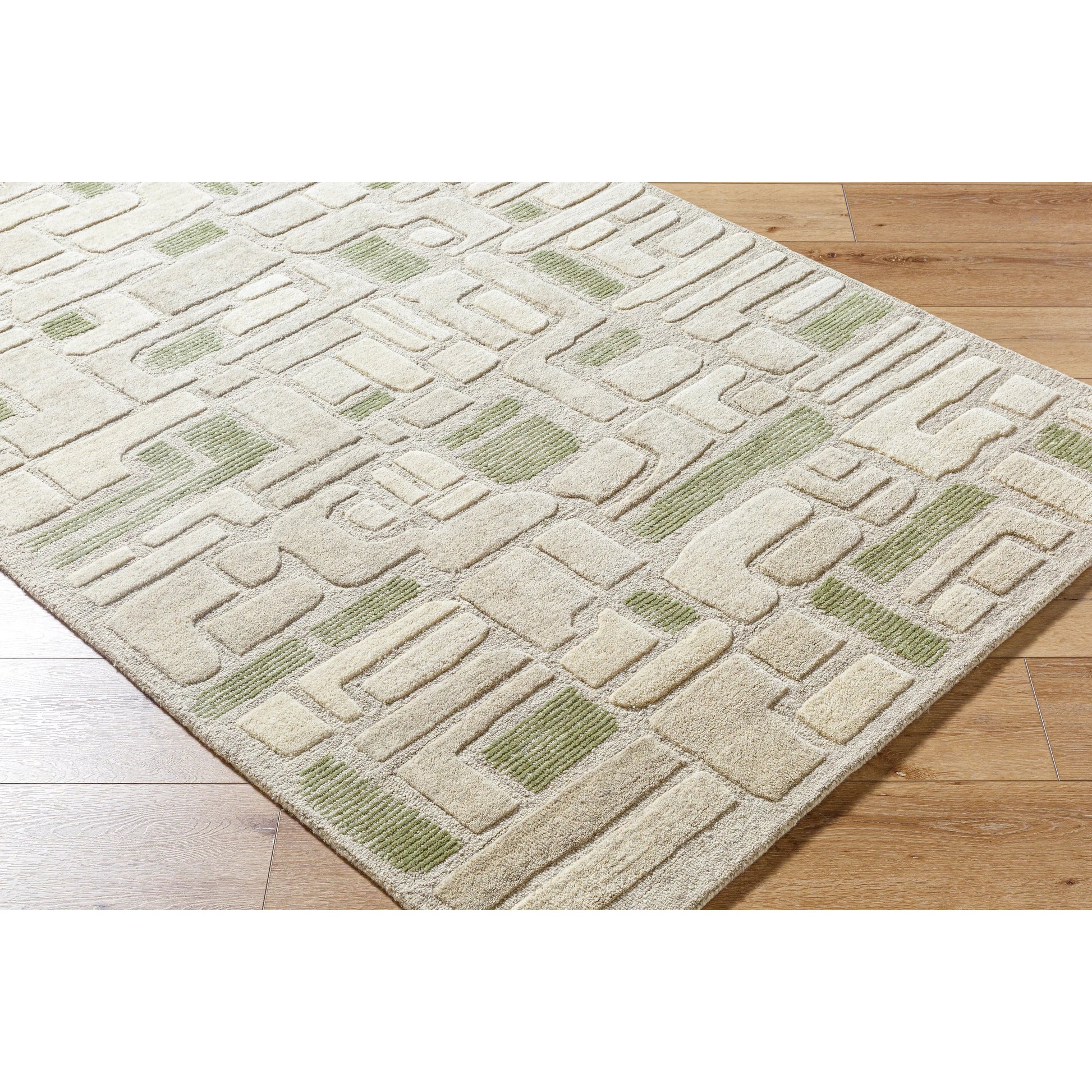 Brook 530275 Rug by Livabliss in green, beige, cream, white. Made from wool in a unique style.
