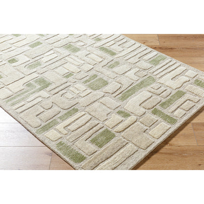 Brook 530275 Rug by Livabliss in green, beige, cream, white. Made from wool in a unique style.