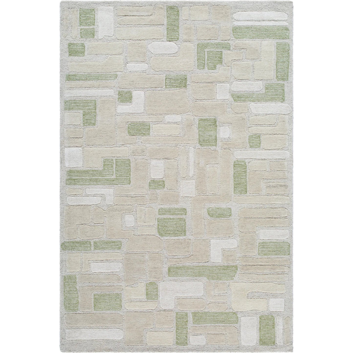 001 SI-2245565,SI-2245566,SI-2245567 | Primary Silo | Brook 530275 Rug by Livabliss in green, beige, cream, white. Made from wool in a unique style.