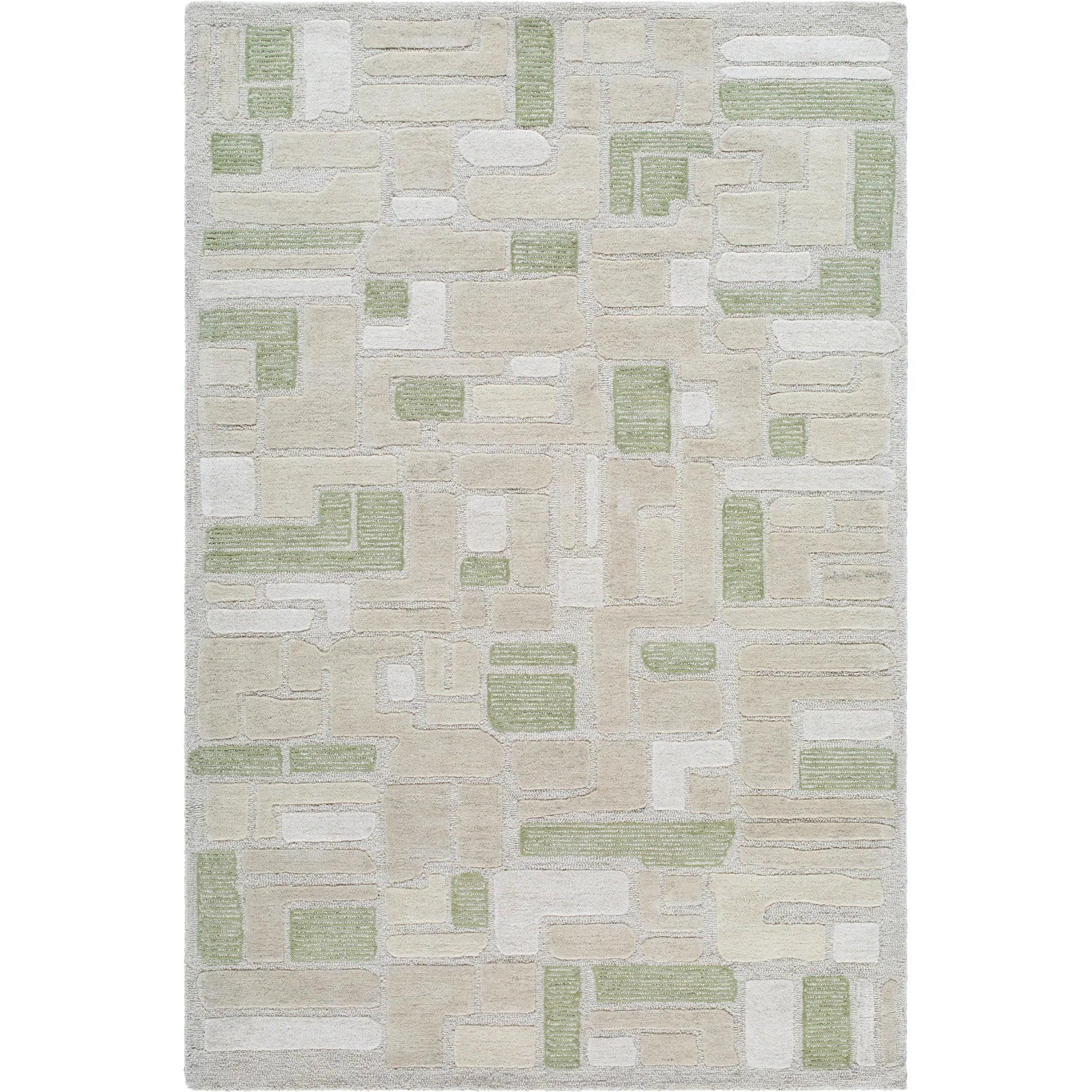 Brook 530275 Rug by Livabliss in green, beige, cream, white. Made from wool in a unique style.