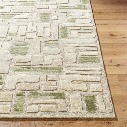 Brook 530275 Rug by Livabliss in green, beige, cream, white. Made from wool in a unique style.