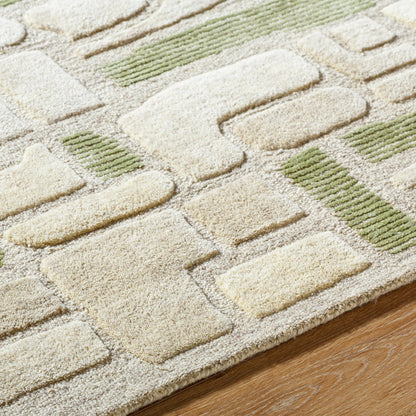 Brook 530275 Rug by Livabliss in green, beige, cream, white. Made from wool in a unique style.
