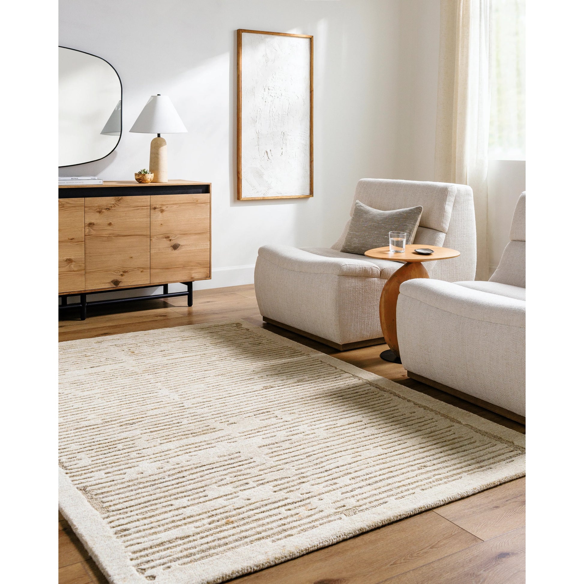 Brook Rug- 530283 by Livabliss in ivory, sand, taupe. Made from wool in a unique style.