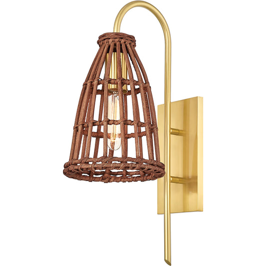 Jordan 1 Light Wall Sconce by Hudson Valley in aged brass. Made from steel in a cottage & farmhouse style.