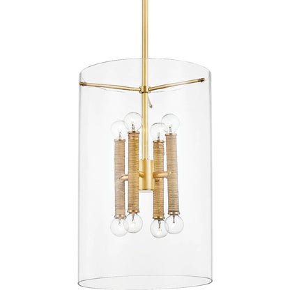 Barlow 8 Light Lantern by Hudson Valley in aged brass. Made from steel in a modern style.