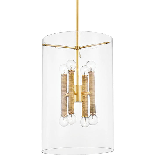 Barlow 8 Light Lantern by Hudson Valley in aged brass. Made from steel in a modern style.