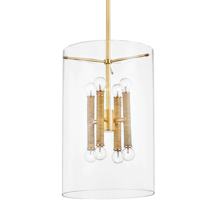 Barlow 8 Light Lantern by Hudson Valley in aged brass. Made from steel in a modern style.