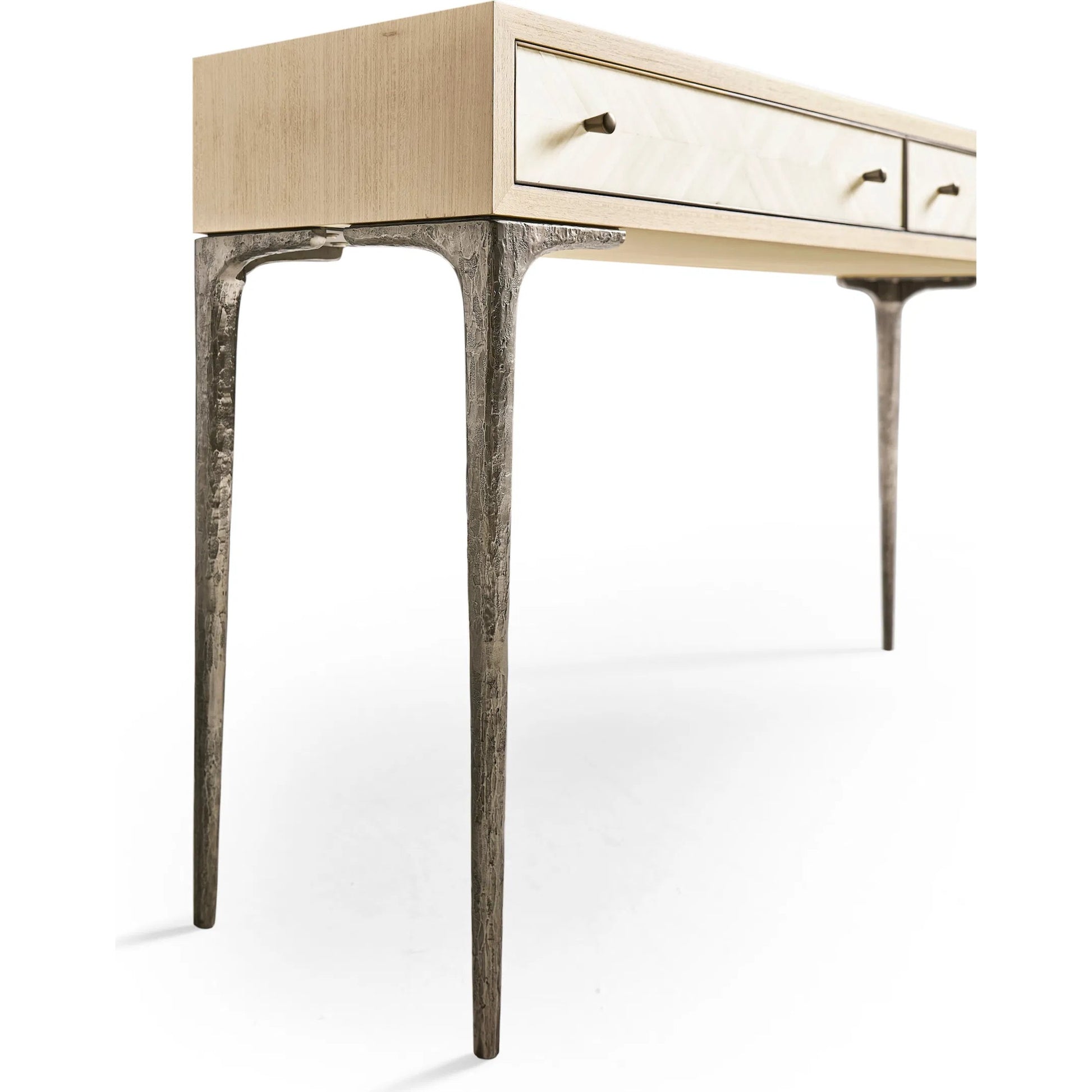 Tideline Console Table by Jonathan Charles in natural dyed koto. Made from main koto veneer in a unique style.