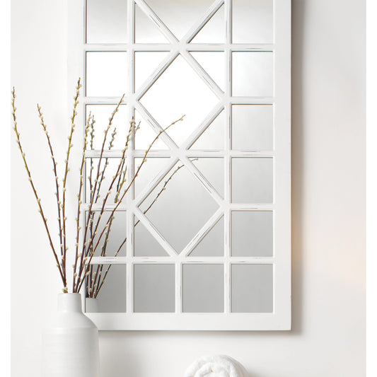 Virginia Mirror by Lifestyle by JY in ivory painted wood. Made from wood in a cottage & farmhouse style.