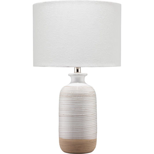 Ashwell Table Lamp by The Livingston Collection in white, brown ceramic. Made from ceramic in a coastal style.