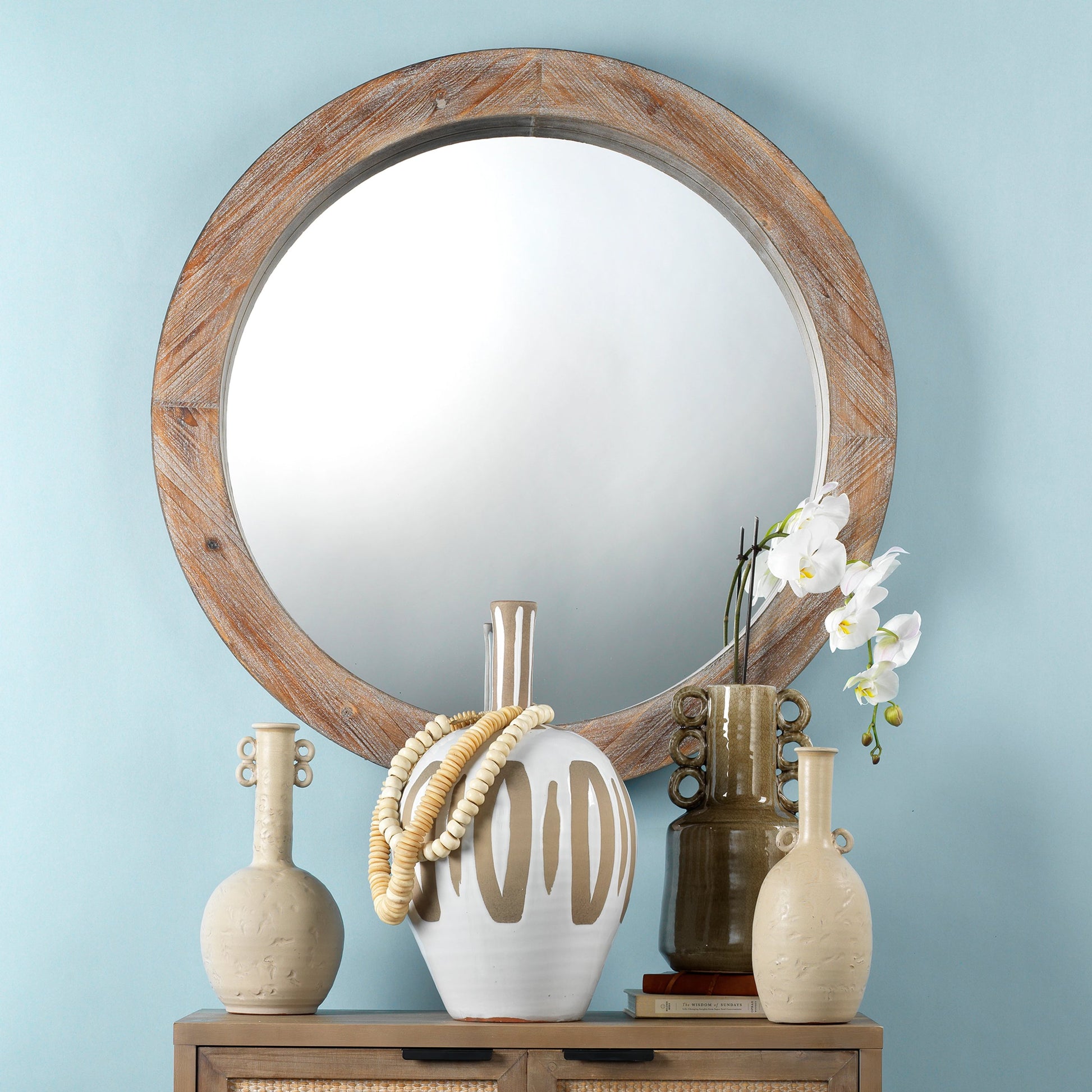 Reclaimed Mirror by Lifestyle by JY in natural wood. Made from wood in a cottage & farmhouse style.