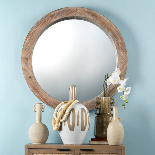 Reclaimed Mirror by The Livingston Collection in natural wood. Made from wood in a cottage & farmhouse style.