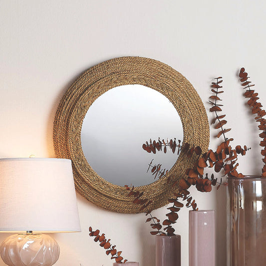 Seagrass Mirror by The Livingston Collection in seagrass. Made from metal in a coastal style.
