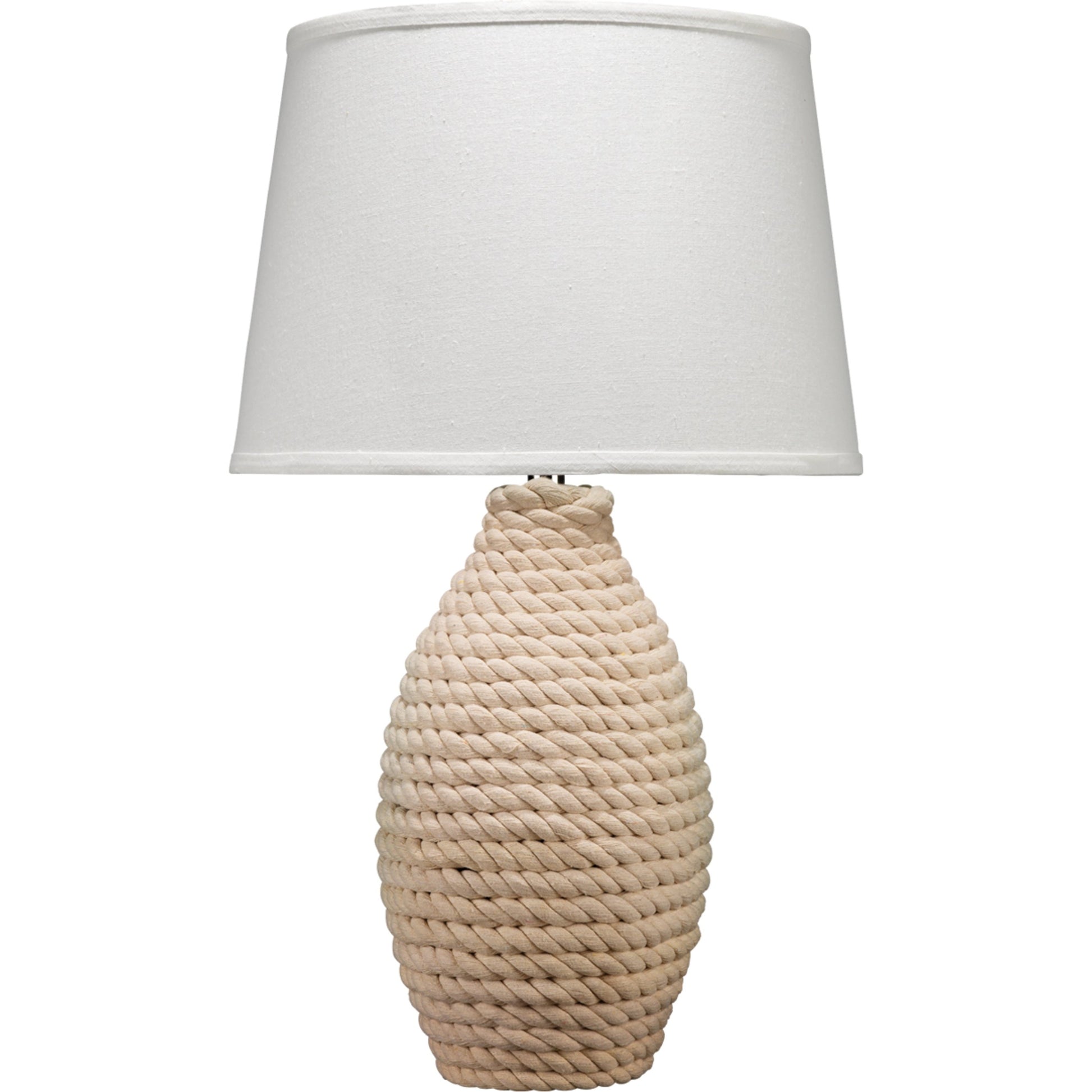 Rope Table Lamp by Lifestyle by JY in white rope. Made from jute in a modern style.