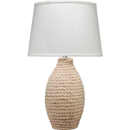 Rope Table Lamp by The Livingston Collection in white rope. Made from jute in a modern style.