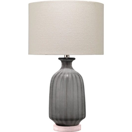 Frosted Glass Table Lamp by The Livingston Collection in frosted gray glass. Made from glass in a coastal style.