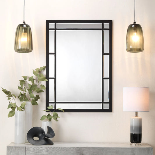 Chelsea Mirror by The Livingston Collection in matte black. Made from metal in a rustic style.
