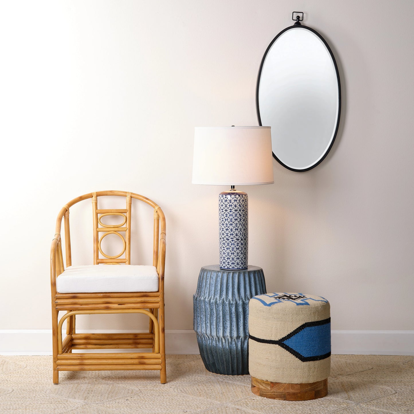 005 SR-708122 | Lifestyle | Vivian Table Lamp by Lifestyle by JY in blue, white ceramic. Made from ceramic in a cottage & farmhouse style.