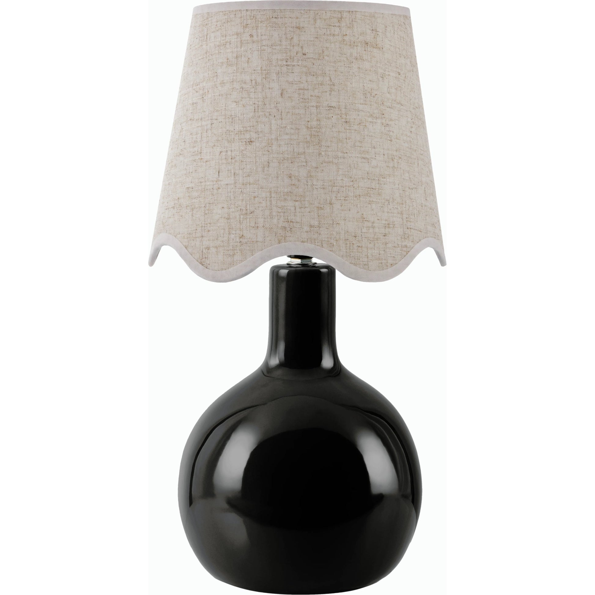 Balbao Round Table Lamp with Beige Linen Shade by Livabliss in high gloss. Made from ceramic, rattan, metal in a modern style.