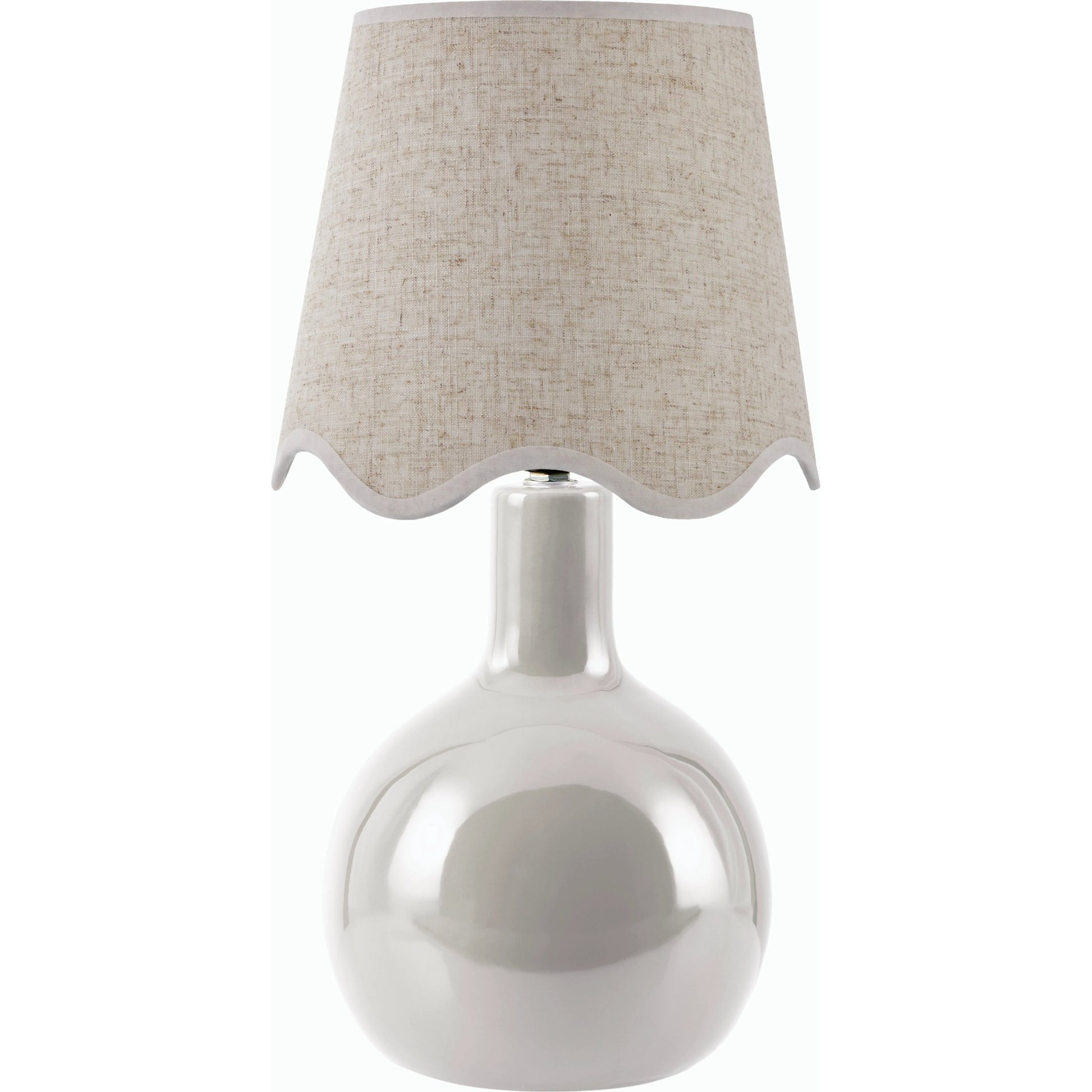 Balbao Round Table Lamp with Beige Linen Shade by Livabliss in high gloss. Made from ceramic, rattan, metal in a modern style.