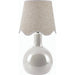 Balbao Round Table Lamp with Beige Linen Shade by Livabliss in high gloss. Made from ceramic, rattan, metal in a modern style.