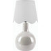 Balbao Round Table Lamp with Linen Shade by Livabliss in high gloss. Made from ceramic, rattan, metal in a modern style.