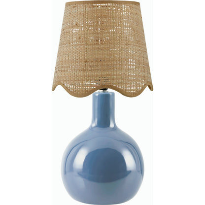 Balbao Round Table Lamp with Rattan Shade by Livabliss in high gloss. Made from ceramic, rattan, metal in a modern style.